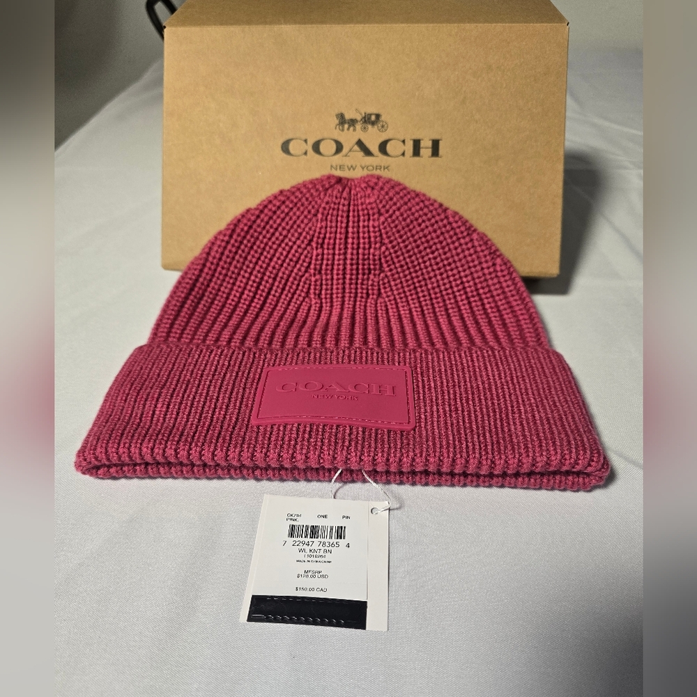 Coach Hat Kint Beanie Pink